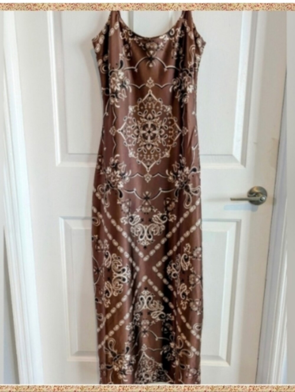 NWT Dressy Satin Maxi Dress By Sincerely Jewels Large Neutral Tan Wedding Guest